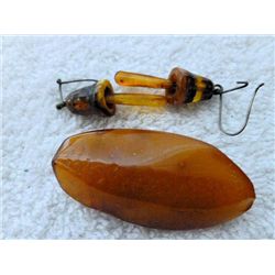 Amber pin and earrings tested