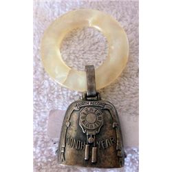 Sterling baby bell on pearl ring