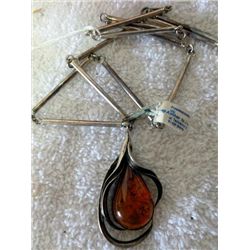 Amber  and sterling necklace - both tested