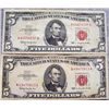 Image 1 : 2 $5 1963 Red Seal United States Notes