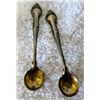 Image 1 : 2 Sterling mini salt spoons - point 2 ounce