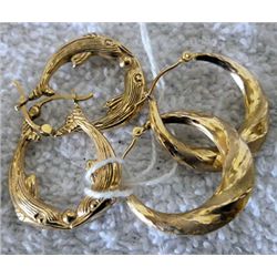 2 pair gold earring for pierced ears