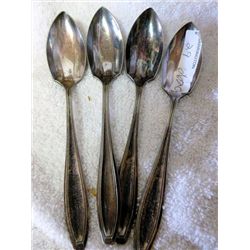 4  silver plated pointed spoons