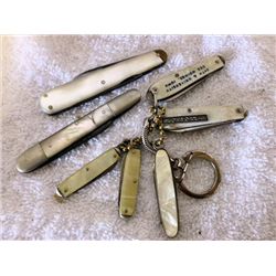 7 pocket knives all sizes - pearl handles