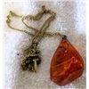 Image 1 : Large Amber stone on  27" chain