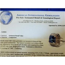 14KT white gold - Tanzanite/diamonds - ladies  ring