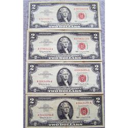 4 1963 Red Seal $2 United States Notes