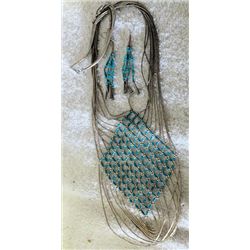 Sterling and turquoise necklace earring set