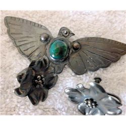 3 pc. Sterling pin and earring set