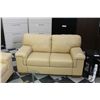 Image 3 : 2 PIECE BEIGE LEATHER SOFA & LOVE SEAT
