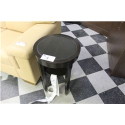 MAHOGANY INLAYED GRANITE SIDE TABLE