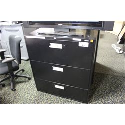 BLACK 3 DRAWER LATERAL FILE CABINET
