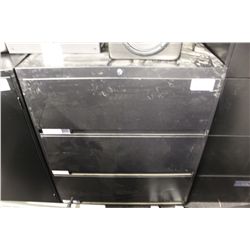 BLACK 3 DRAWER LATERAL CABINET