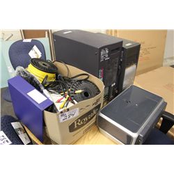 ASSORTED COMPUTER EQUIPMENT & SPEAKER WIRE