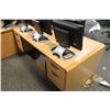 Image 1 : MAPLE DOUBLE PEDESTAL DESK WITH CREDENZA & HUTCH