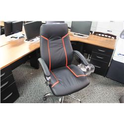 BLACK LEATHER WITH RED INLAY EXECUTIVE CHAIR