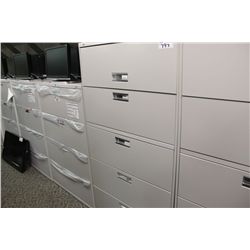 HON GREY 5 DRAWER LATERAL FILE CABINET