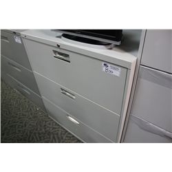 HON GREY 3 DRAWER LATERAL FILE CABINET