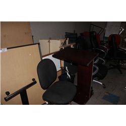 ASSORTED OFFICE FURNITURE & CHAIRS
