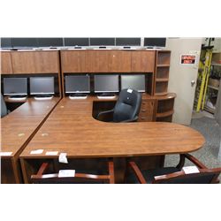 CHERRY U-SHAPE EXECUTIVE DESK WITH HUTCH - RIGHT