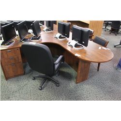 CHERRY LEFT HAND P-TOP EXECUTIVE DESK