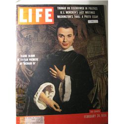 Vintage February 1956 Life Magazine; Cover: Clair Bloom in TV-Film Premier of "Richard III"