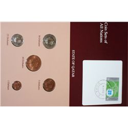State of Qatar; Coin Sets of All Nations W/Stamp dated 1986
