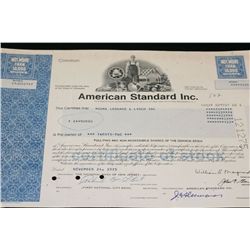 American Standard Inc. Stock Certificate dated 1975