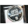 Image 2 : 2012 Year of the Dragon Silver Round, .999 Fine Silver 1 Oz.