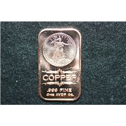 2012 Copper Ingot, .999 Fine 1 Oz.