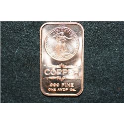 2012 Copper Ingot, .999 Fine 1 Oz.
