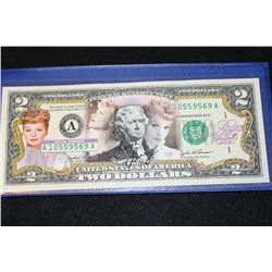 2003-A US Federal Reserve Note $2 Colorized "Lucille Ball", Boston MA Reserve, #A10559569A