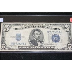 1934-C US Silver Certificate $5, Blue Seal, #N55239053A