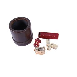 Antique Ivory Dice & Leather Shaker