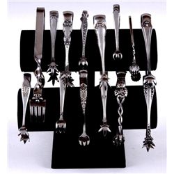 Lot of 22 Antique Sterling Silver Tongs