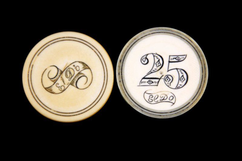 Collection of 2 Rare Antique Ivory Poker Chips