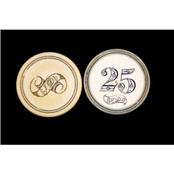 Collection of 2 Rare Antique Ivory Poker Chips