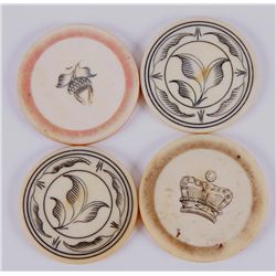 Lot of 4 Antique Ivory Poker Chips