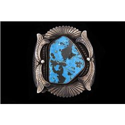 Navajo Silver & Turquoise Old Pawn Bracelet