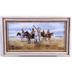 Oil on Canvas Depicting Indian Warriors