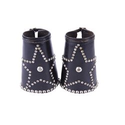 Dark Leather Cowboy Cuffs with Stars