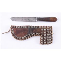 1880s Knife with Comanche Tex Leather Scabbard