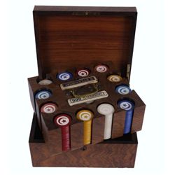 Poker Chip Set in Burled Walnut Case