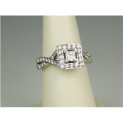 Dazzling 14K White Gold "Halo" Design Ring