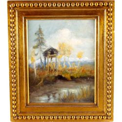 Oil on Board of a Landscape by Mildred Hamil