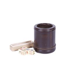 Set of 5 Bake-a-Lite Dice & Leather Shaker
