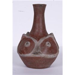 Vintage Pottery Piece Owl Face Design