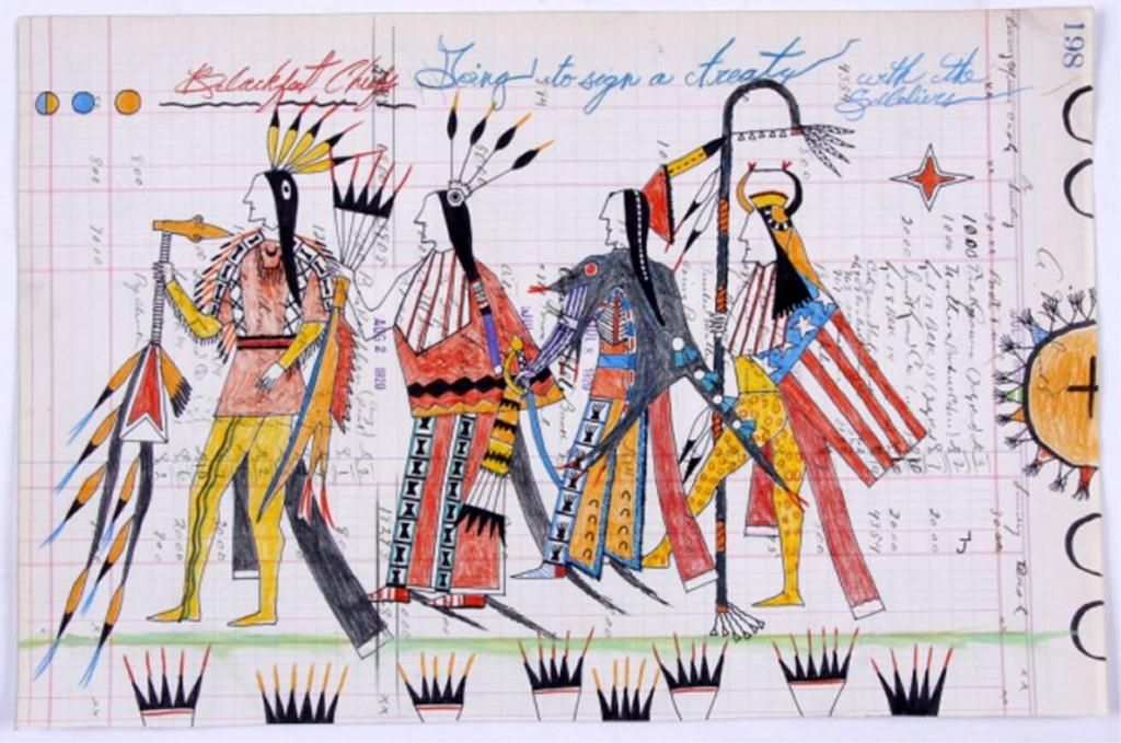 5 Original Ink & Colored Pencil Ledger Art