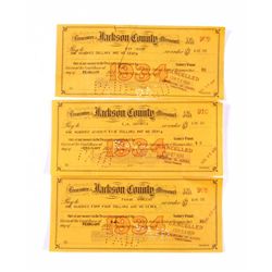 3 Jackson County Checks signed by Harry Truman
