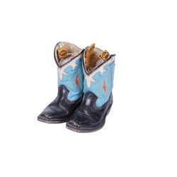 Child's Turquoise & Black Leather Cowboy Boots